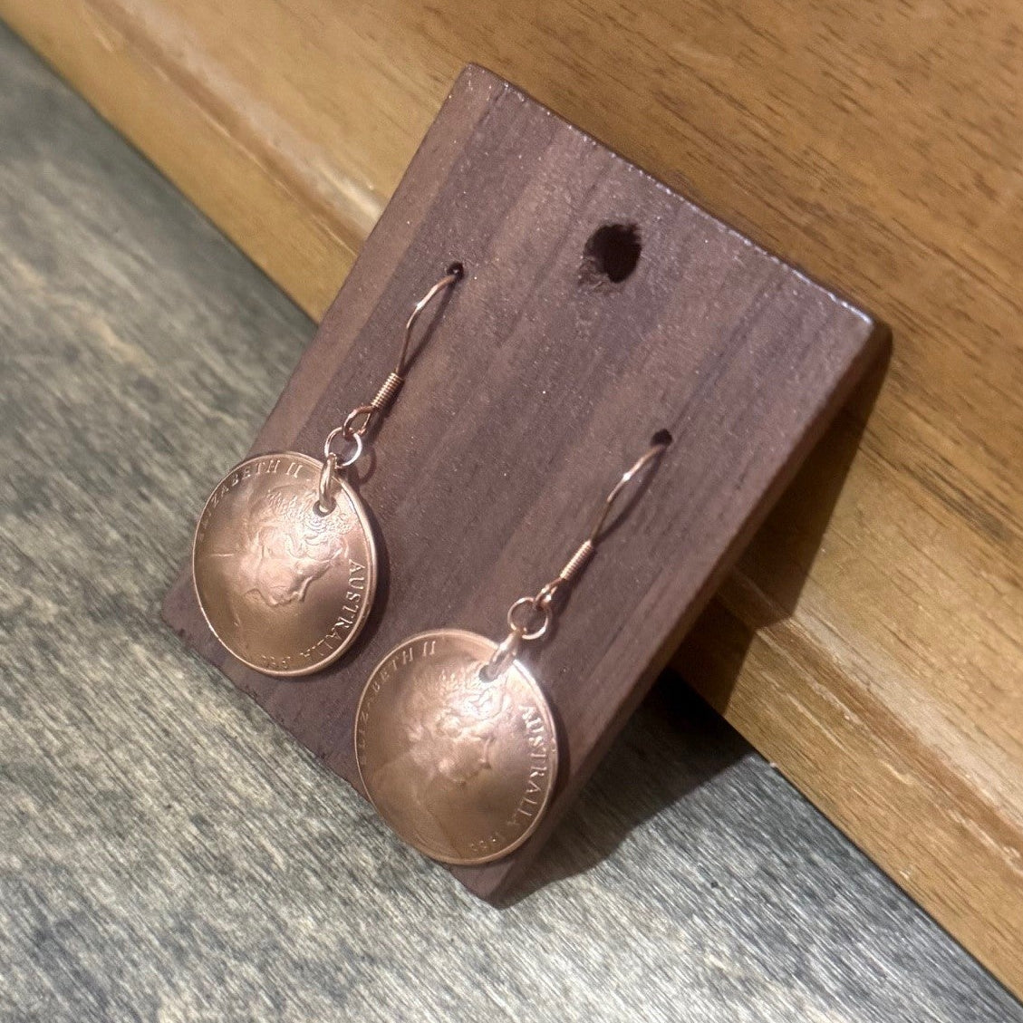 1966 Australian 2 Cent Coin Earrings