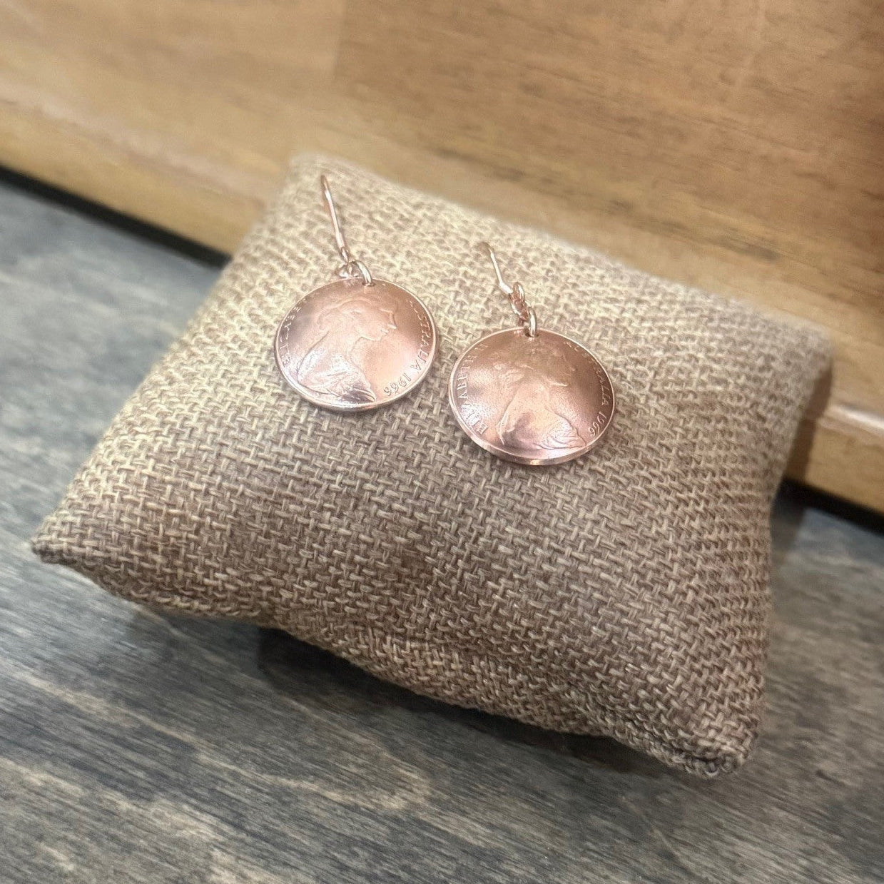 1966 Australian 2 Cent Coin Earrings