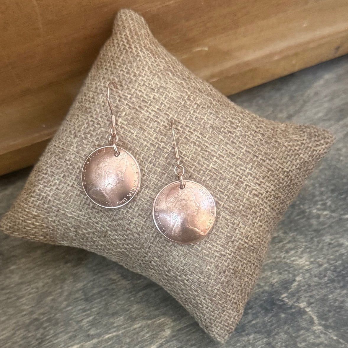 1966 Australian 2 Cent Coin Earrings