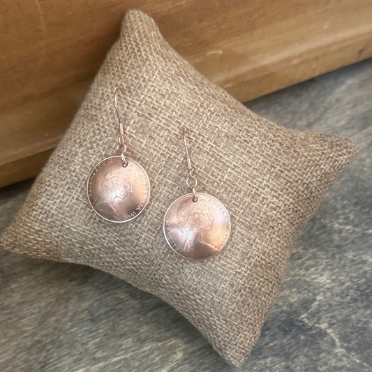 1966 Australian 2 Cent Coin Earrings