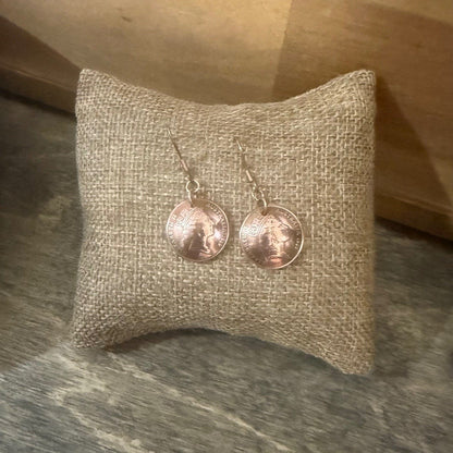 1989 Australian One Cent Coin Earrings