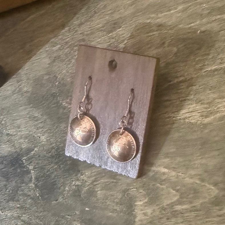 1989 Australian One Cent Coin Earrings