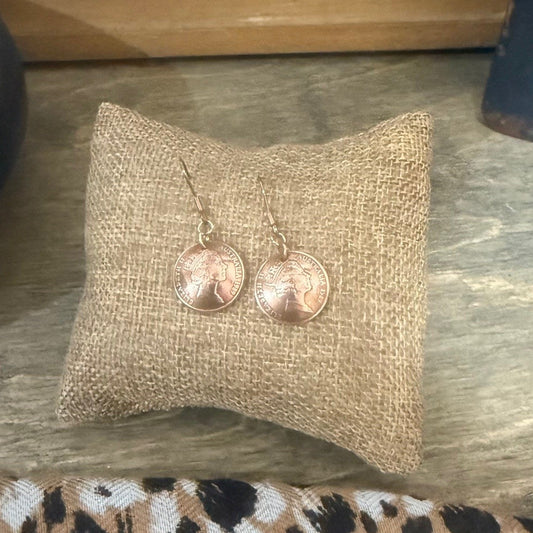 1989 Australian One Cent Coin Earrings