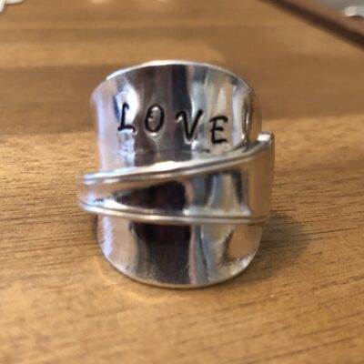 Handstamped spoon ring