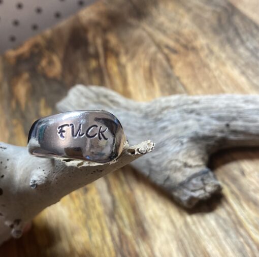 Fuck: Handstamped Silverware Ring - Image 3