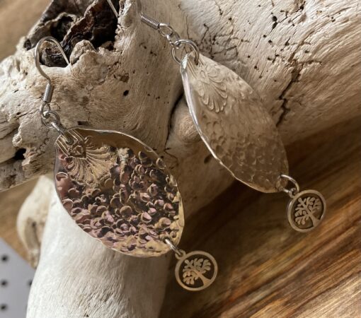 Vintage Spoon Tree of Life earrings - Image 2