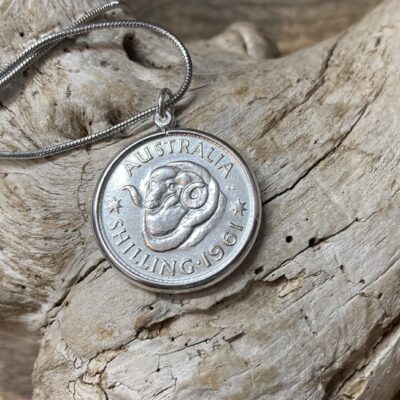 1961 Shilling Sterling Silver Bezel Necklace