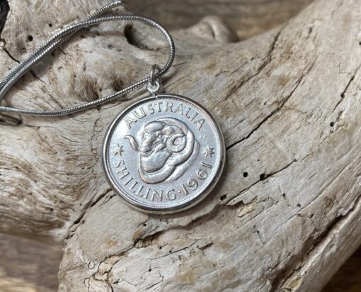 1961 Shilling Sterling Silver Bezel Necklace