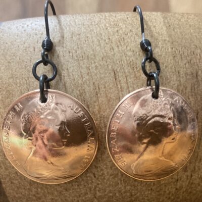 1971 Australian 2cent coin earrings