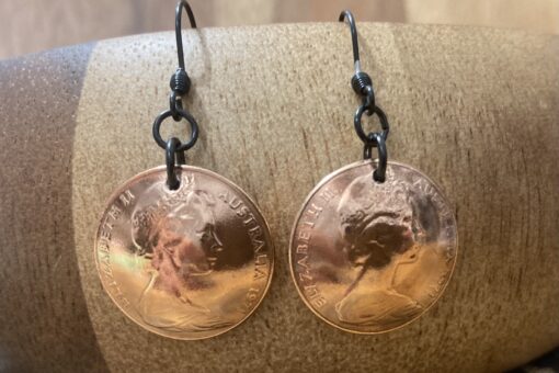 1971 Australian 2cent coin earrings