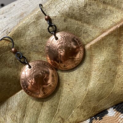 1980 Australian 2 cent coin earrings