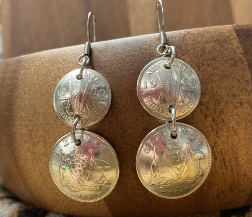 1959 Domed Coin Dangle Earrings - Image 2