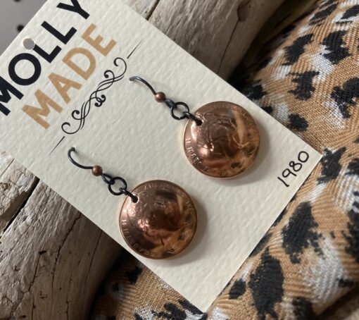 1980 Australian 2 cent coin earrings - Image 2