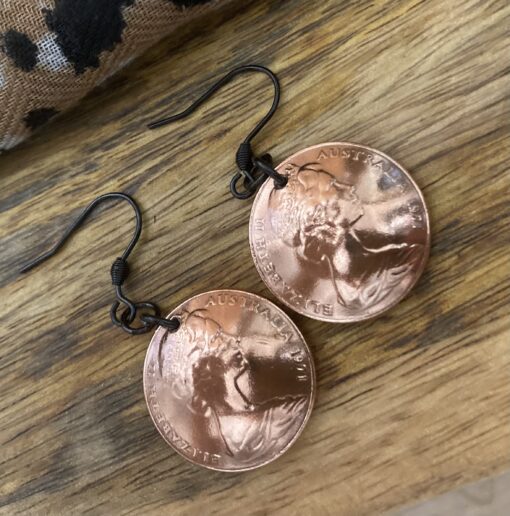 1971 Australian 2cent coin earrings - Image 4