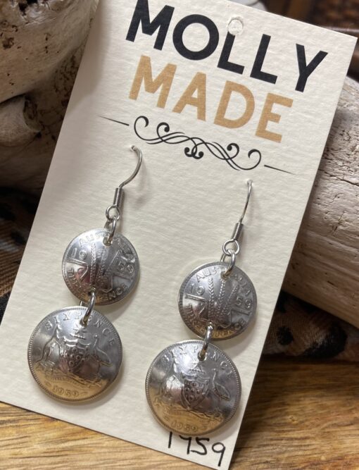 1959 Domed Coin Dangle Earrings - Image 5