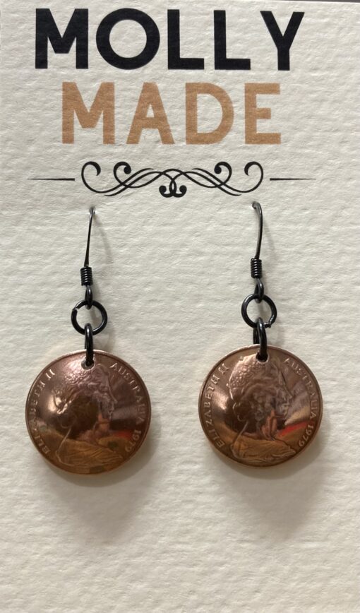 1979 One Cent Coin Earrings