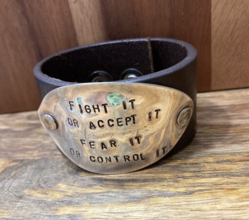 Handstamped Vintage Spoon Leather Spoon Cuff - Image 2