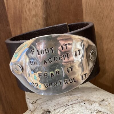 Handstamped Vintage Spoon Leather Spoon Cuff