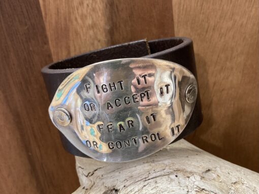 Handstamped Vintage Spoon Leather Spoon Cuff