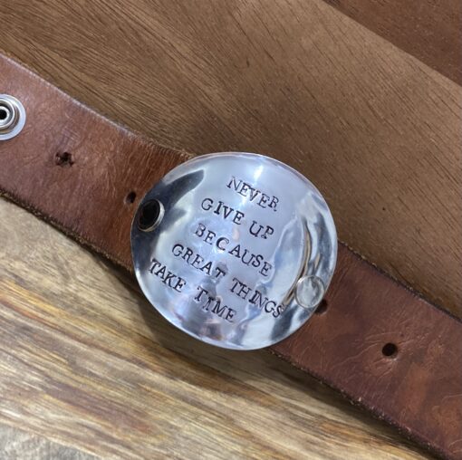 Never give up Handstamped Cuff - Image 3