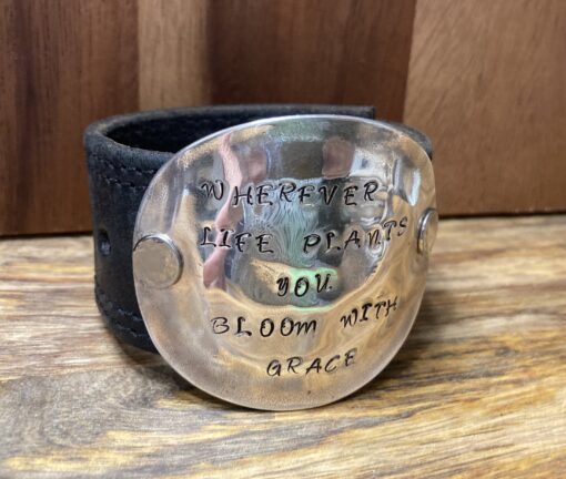 Wherever life plants you vintage leather cuff - Image 4