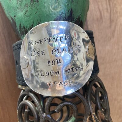 Wherever life plants you vintage leather cuff