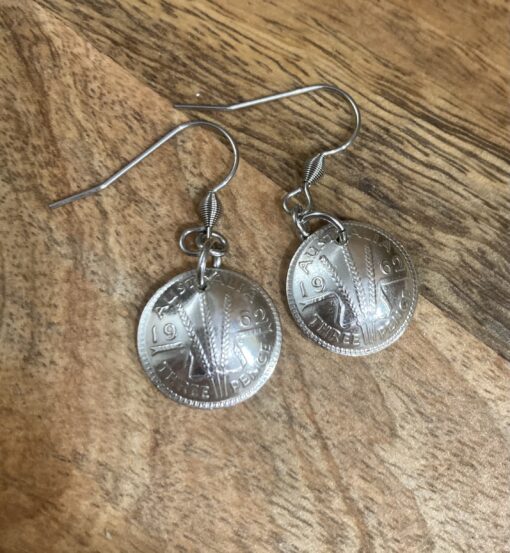 1962 Domed Threepence Earrings - Image 4