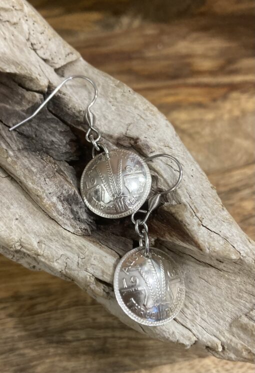 1962 Domed Threepence Earrings - Image 2