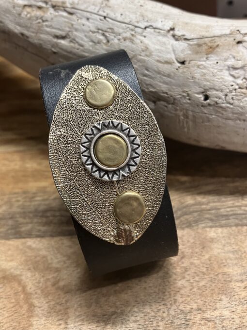 Gold & Leather Cuff