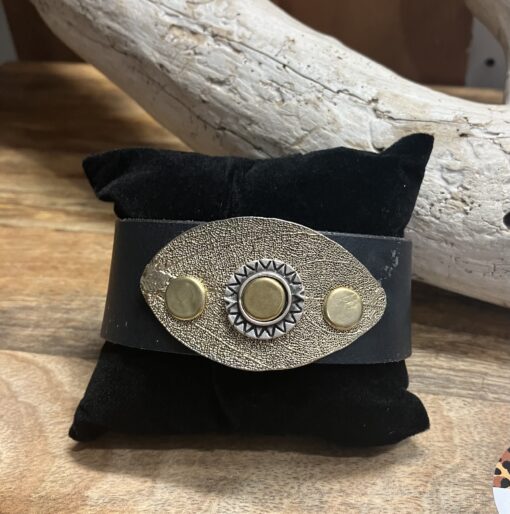Gold & Leather Cuff - Image 3