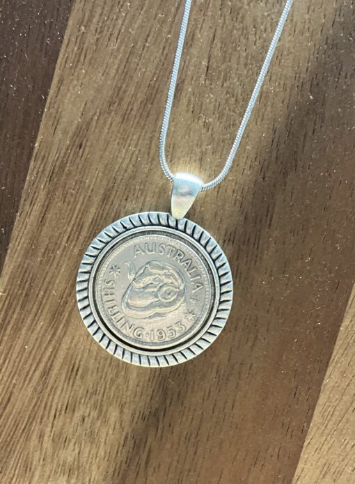 Alloy Bezel 1953 Australian Shilling Necklace - Image 3