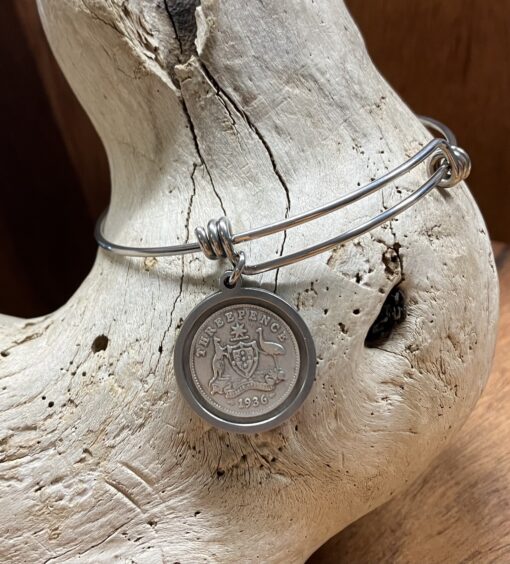 1936 Threepence Stainless Steel Bangle - Image 4
