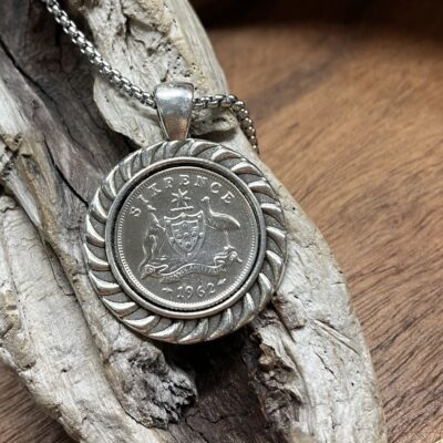 1962 Sixpence Rope Bezel Necklace