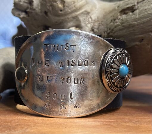 Trust the wisdom of your soul Leather Cuff - Image 2