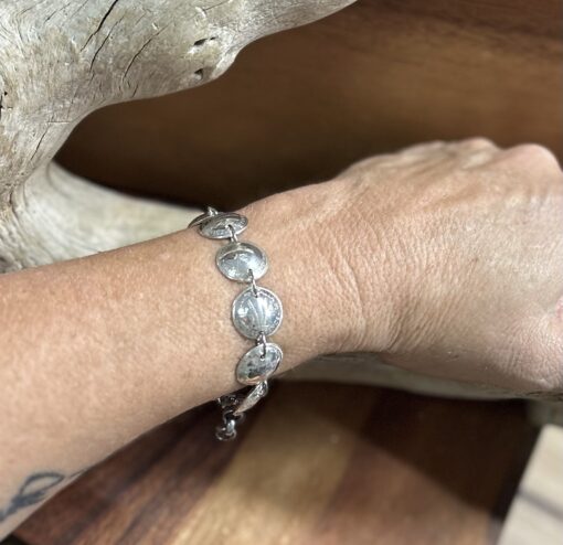 Domed 80 year old Threepence Coin Bracelet - Image 3