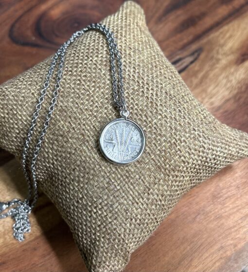 1964 Threepence Sterling Silver Necklace