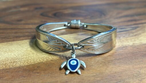 Art Deco Silverware Turtle Charm Bracelet