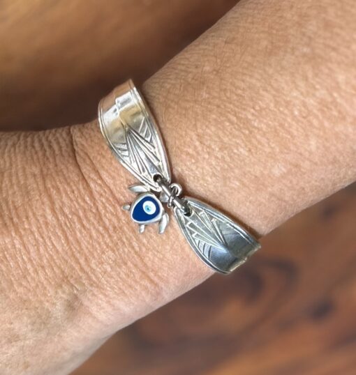Art Deco Silverware Turtle Charm Bracelet - Image 2
