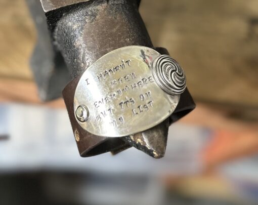 Unisex Handstamped Leather Cuff - Image 2