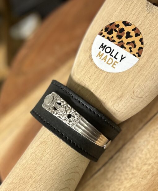 Vintage Spoon Handle Leather Cuff - Image 2
