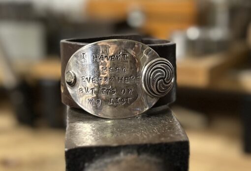 Unisex Handstamped Leather Cuff - Image 3