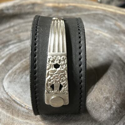 Vintage Spoon Handle Leather Cuff