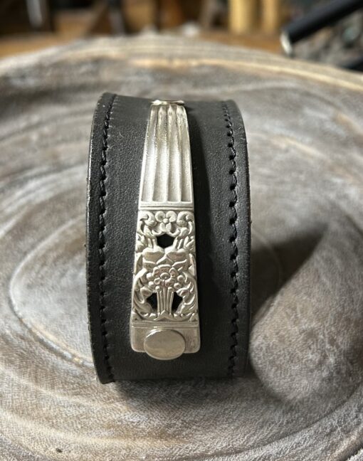Vintage Spoon Handle Leather Cuff