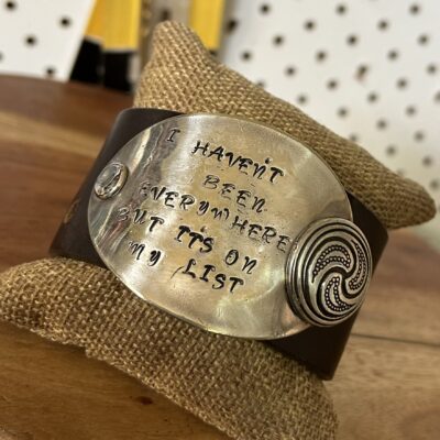 Unisex Handstamped Leather Cuff