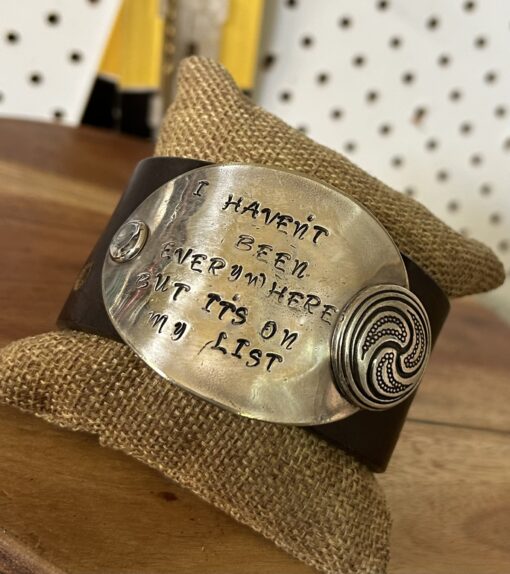 Unisex Handstamped Leather Cuff