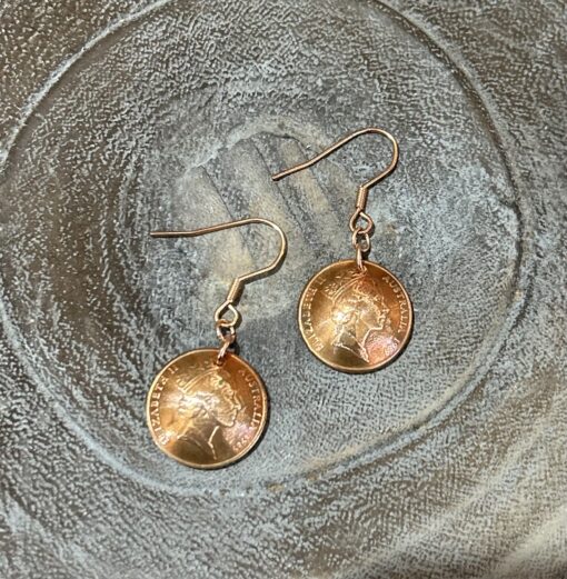 1989 Domed Australian Once Cent Coin Earrings - Image 3