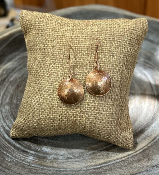 1989 Domed Australian Once Cent Coin Earrings
