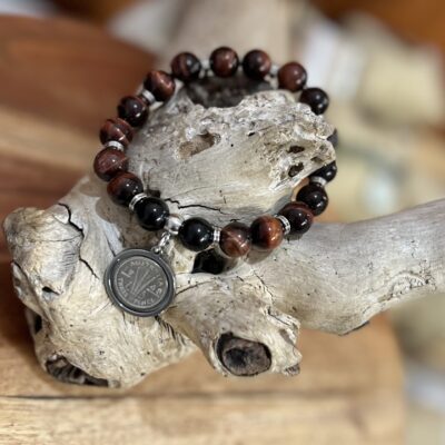 Red Tigers Eye Beaded Coin Bracelet