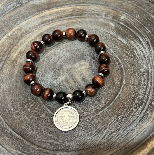 Red Tigers Eye Beaded Coin Bracelet - Image 2