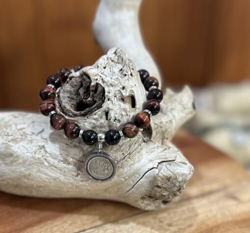 Red Tigers Eye Beaded Coin Bracelet - Image 4